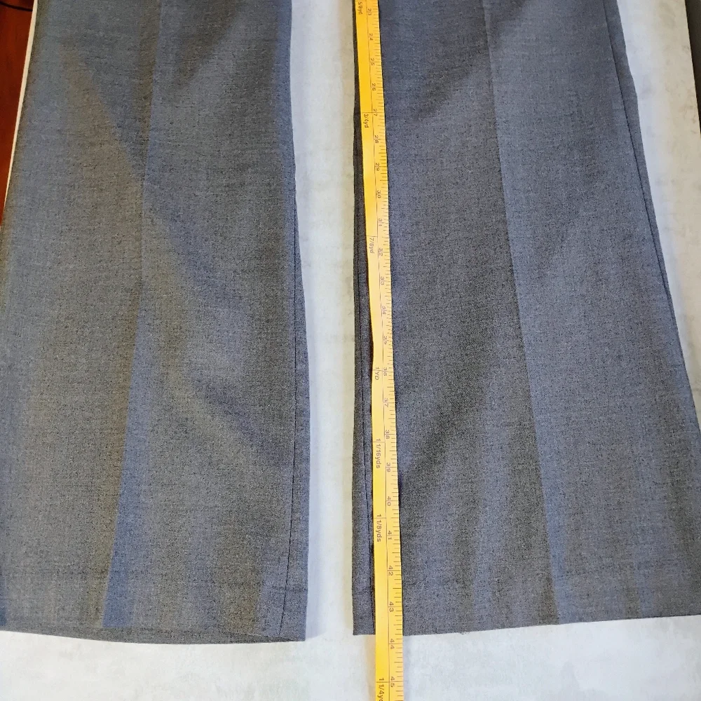 Banana Republic Ryan Fit Wide‎ Leg Trousers Gray Womens 14 Long Wool Business